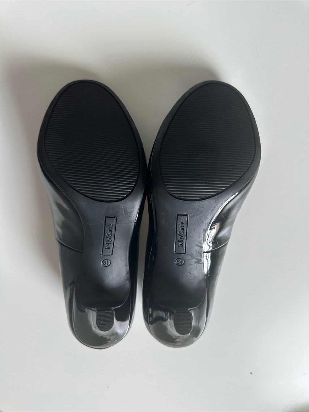 Kelly & Katie Black Patent Round Toe Stiletto Pumps | Classic Work Heels - Picture 10 of 16